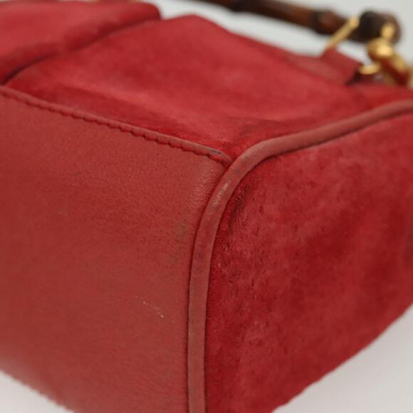 GUCCI Bamboo Hand Bag Suede Red Gold 007 1793 007 1793 - Picture 13 of 16